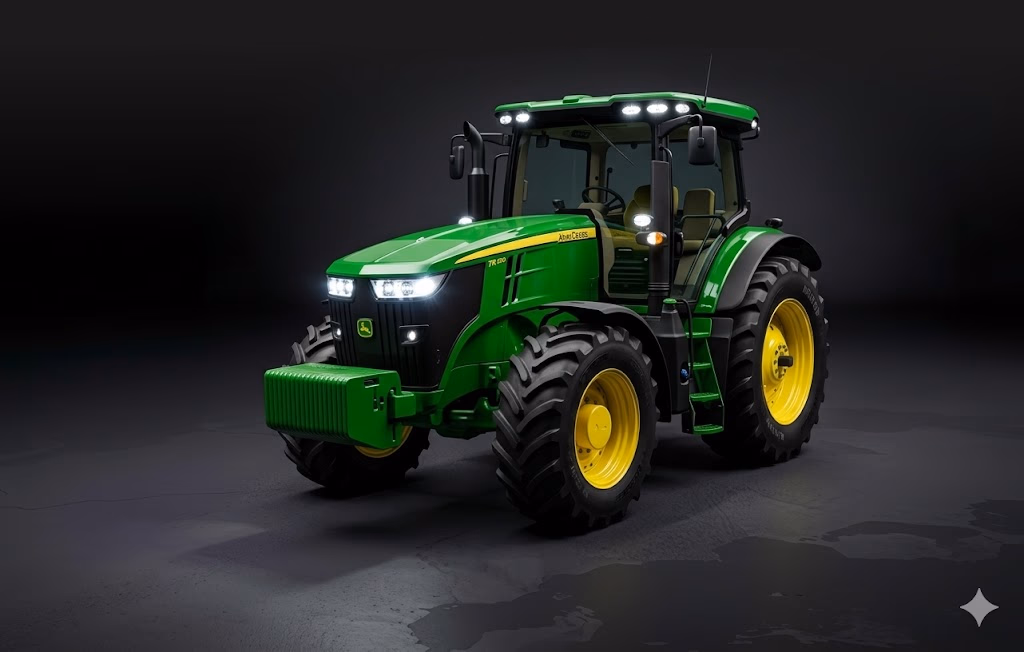 Green tractor protected with an ultimate ceramic coating