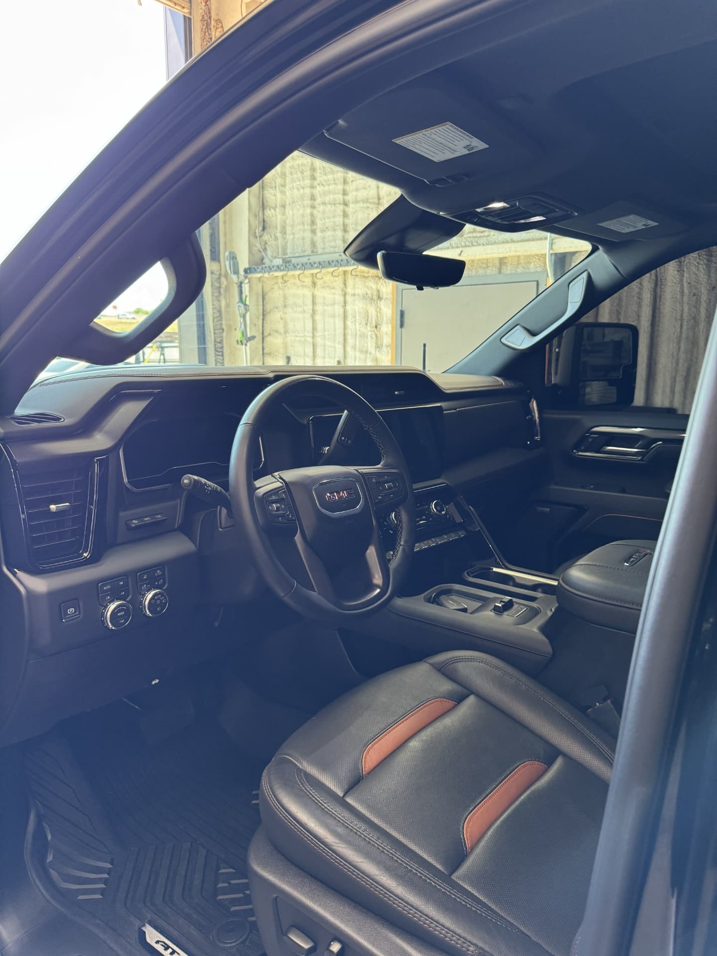GMC truck cabin with conditioned leather seats