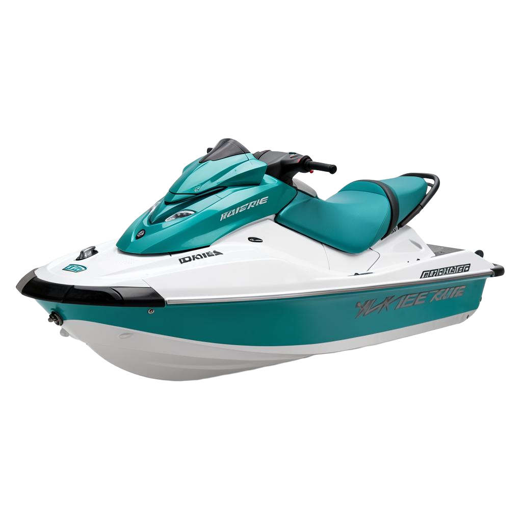 Teal and white jetski